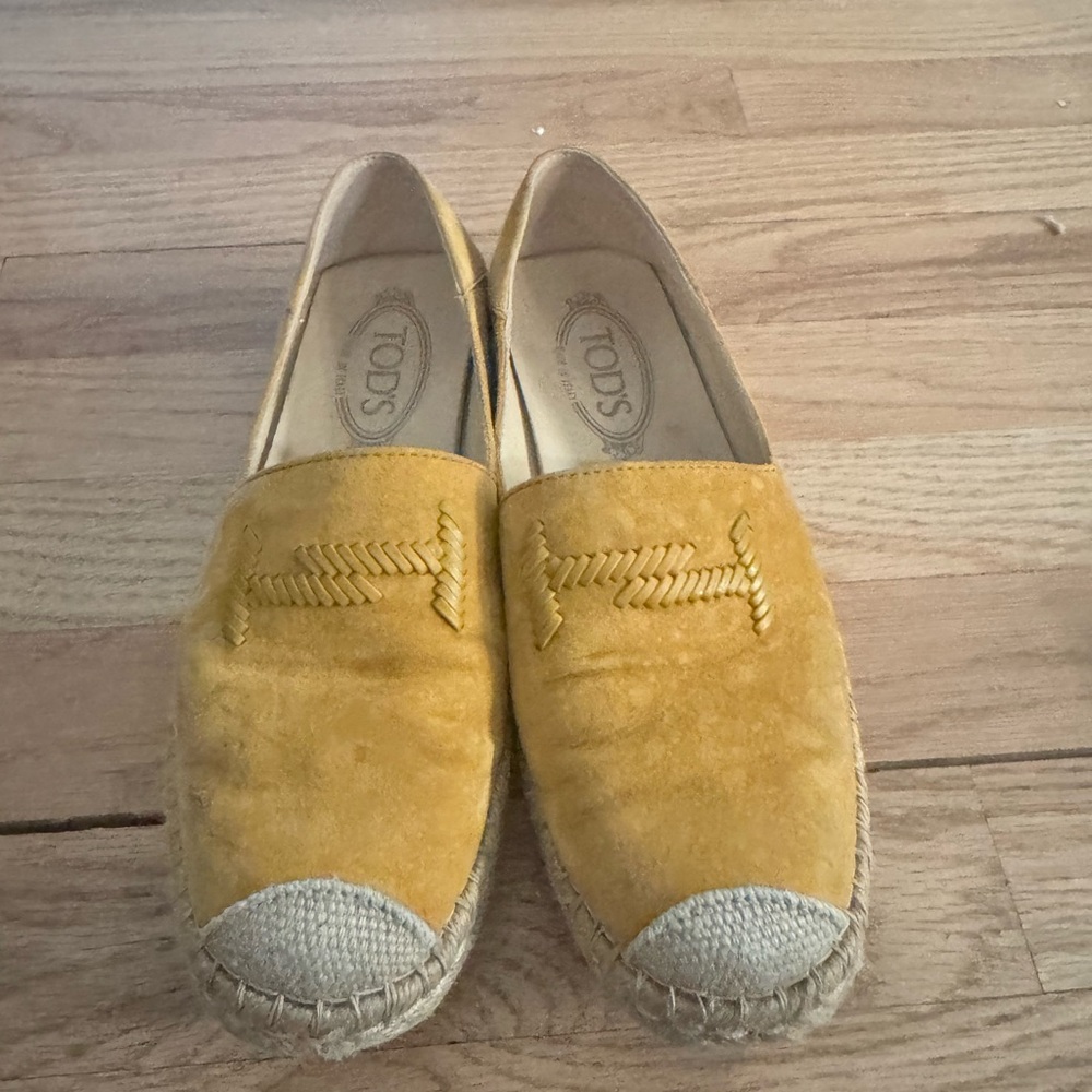 Tod's Mustard Suede Espadrilles